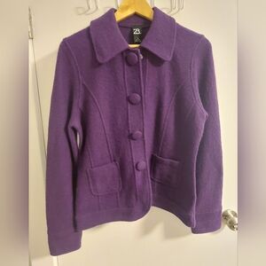 100% Wool Elegant Purple Pea Ligth Coat for Women